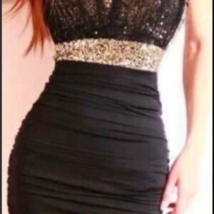 Elegant Black and Gold Women's Dress